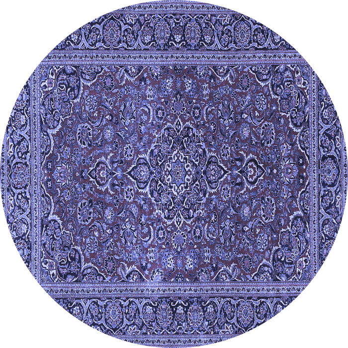 Round Machine Washable Persian Blue Traditional Rug, wshtr3185blu