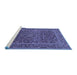 Sideview of Machine Washable Persian Blue Traditional Rug, wshtr3185blu