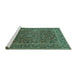 Sideview of Machine Washable Persian Turquoise Traditional Area Rugs, wshtr3185turq