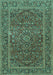 Machine Washable Persian Turquoise Traditional Area Rugs, wshtr3185turq