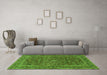 Machine Washable Persian Green Traditional Area Rugs in a Living Room,, wshtr3185grn