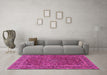 Machine Washable Persian Pink Traditional Rug in a Living Room, wshtr3185pnk