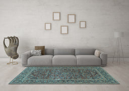 Machine Washable Persian Light Blue Traditional Rug in a Living Room, wshtr3185lblu