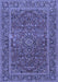 Machine Washable Persian Blue Traditional Rug, wshtr3185blu