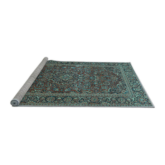 Sideview of Machine Washable Persian Light Blue Traditional Rug, wshtr3185lblu