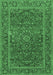 Machine Washable Persian Emerald Green Traditional Area Rugs, wshtr3185emgrn