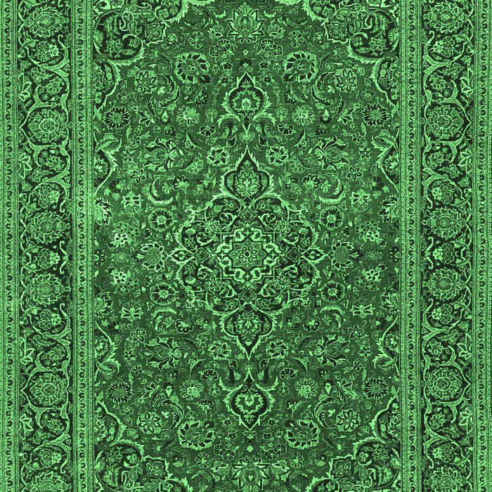 Machine Washable Persian Emerald Green Traditional Area Rugs, wshtr3185emgrn