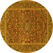 Round Persian Yellow Traditional Rug, tr3185yw