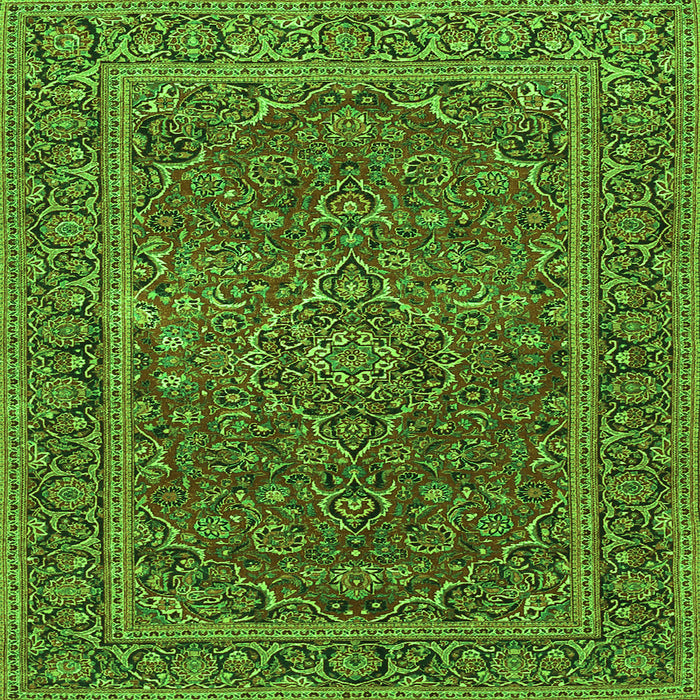 Round Machine Washable Persian Green Traditional Area Rugs, wshtr3185grn