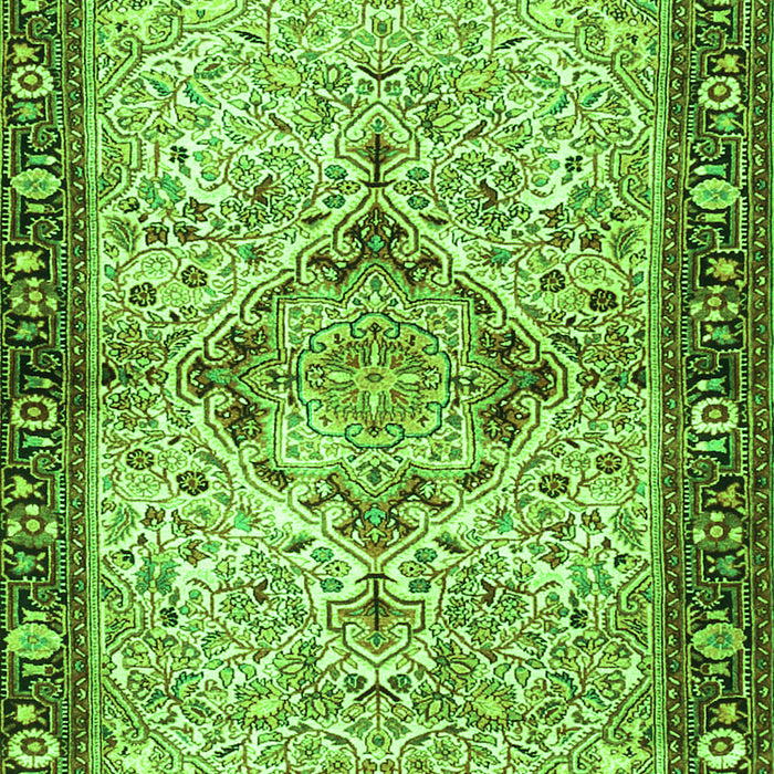Serging Thickness of Machine Washable Persian Green Traditional Area Rugs, wshtr3186grn