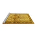 Sideview of Machine Washable Persian Yellow Traditional Rug, wshtr3186yw