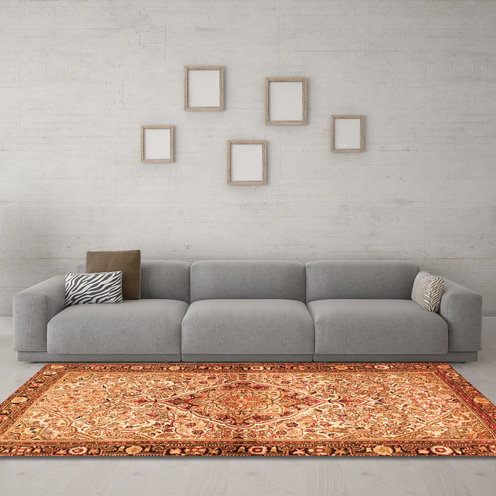 Machine Washable Persian Orange Traditional Area Rugs in a Living Room, wshtr3186org