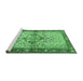 Sideview of Machine Washable Persian Emerald Green Traditional Area Rugs, wshtr3186emgrn