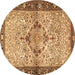 Round Persian Brown Traditional Rug, tr3186brn