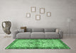 Machine Washable Persian Emerald Green Traditional Area Rugs in a Living Room,, wshtr3186emgrn