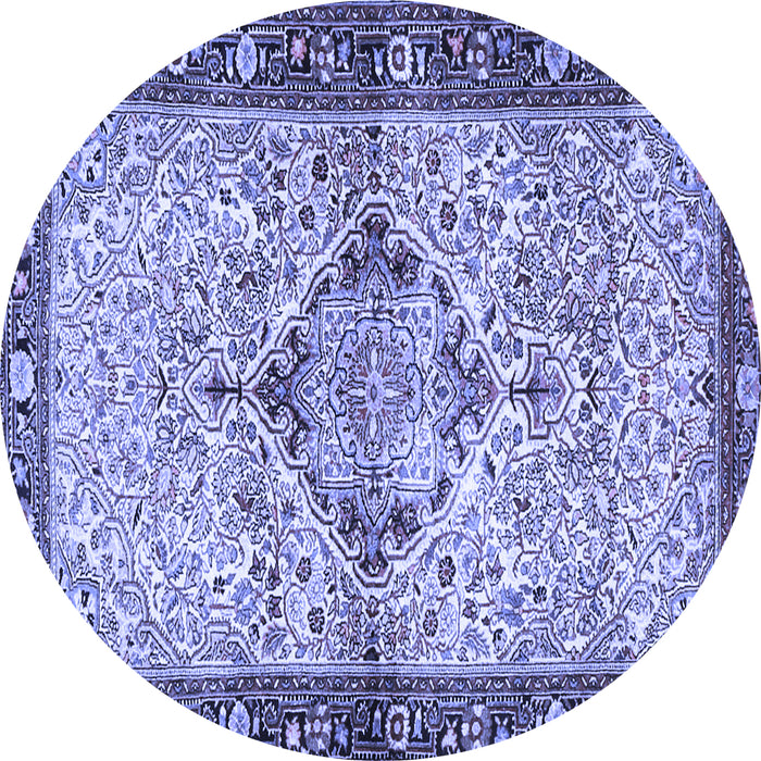 Round Persian Blue Traditional Rug, tr3186blu