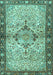 Machine Washable Persian Turquoise Traditional Area Rugs, wshtr3186turq