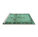 Sideview of Machine Washable Persian Turquoise Traditional Area Rugs, wshtr3186turq