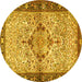 Round Persian Yellow Traditional Rug, tr3186yw
