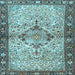 Square Machine Washable Persian Light Blue Traditional Rug, wshtr3186lblu