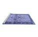 Sideview of Machine Washable Persian Blue Traditional Rug, wshtr3186blu