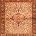 Round Machine Washable Persian Orange Traditional Area Rugs, wshtr3186org