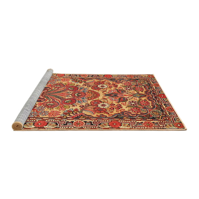 Sideview of Machine Washable Traditional Sand Brown Rug, wshtr3187