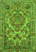 Serging Thickness of Machine Washable Persian Green Traditional Area Rugs, wshtr3187grn