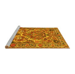 Sideview of Machine Washable Persian Yellow Traditional Rug, wshtr3187yw