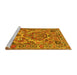 Sideview of Machine Washable Persian Yellow Traditional Rug, wshtr3187yw