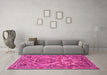 Machine Washable Persian Pink Traditional Rug in a Living Room, wshtr3187pnk