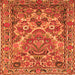 Round Machine Washable Persian Orange Traditional Area Rugs, wshtr3187org