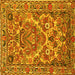 Square Machine Washable Persian Yellow Traditional Rug, wshtr3187yw