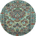 Round Persian Light Blue Traditional Rug, tr3187lblu