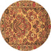 Round Persian Brown Traditional Rug, tr3187brn