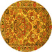 Round Machine Washable Persian Yellow Traditional Rug, wshtr3187yw