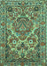 Machine Washable Persian Turquoise Traditional Area Rugs, wshtr3187turq