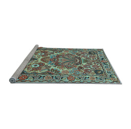 Sideview of Machine Washable Persian Light Blue Traditional Rug, wshtr3187lblu
