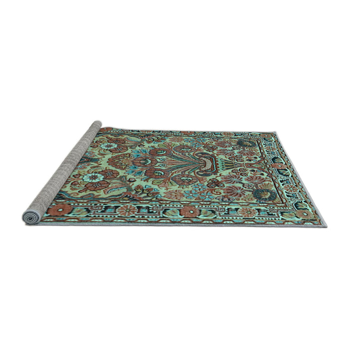 Sideview of Machine Washable Persian Light Blue Traditional Rug, wshtr3187lblu