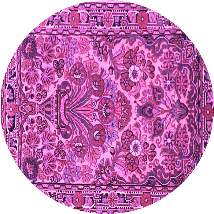Round Machine Washable Persian Purple Traditional Area Rugs, wshtr3187pur