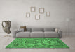 Machine Washable Persian Emerald Green Traditional Area Rugs in a Living Room,, wshtr3187emgrn