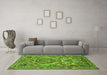 Machine Washable Persian Green Traditional Area Rugs in a Living Room,, wshtr3187grn