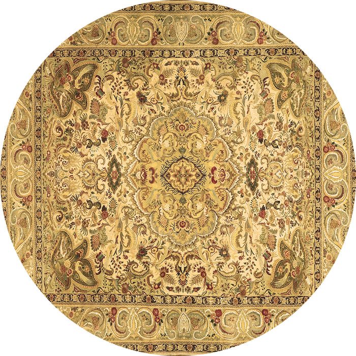 Round Machine Washable Persian Brown Traditional Rug, wshtr3188brn