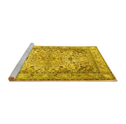 Sideview of Machine Washable Persian Yellow Traditional Rug, wshtr3188yw