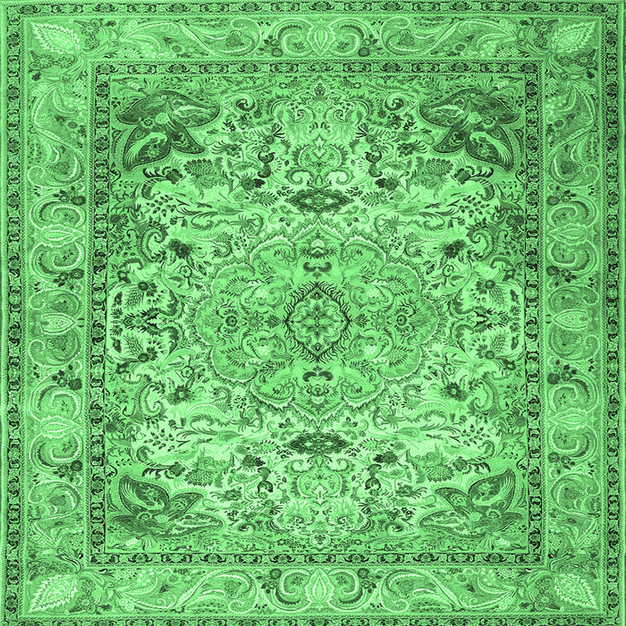 Square Persian Emerald Green Traditional Rug, tr3188emgrn