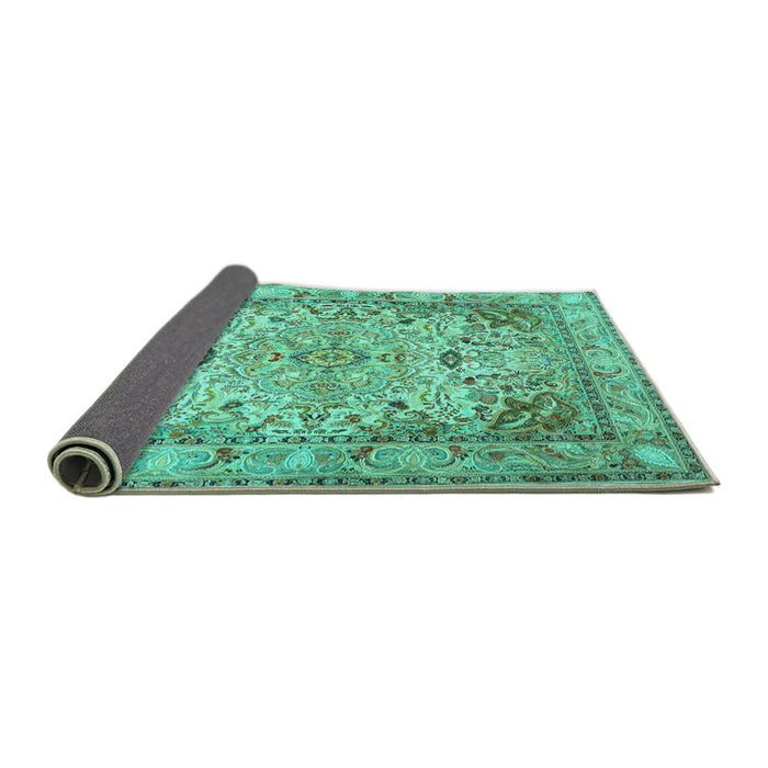 Sideview of Persian Turquoise Traditional Rug, tr3188turq