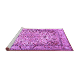 Sideview of Machine Washable Persian Purple Traditional Area Rugs, wshtr3188pur