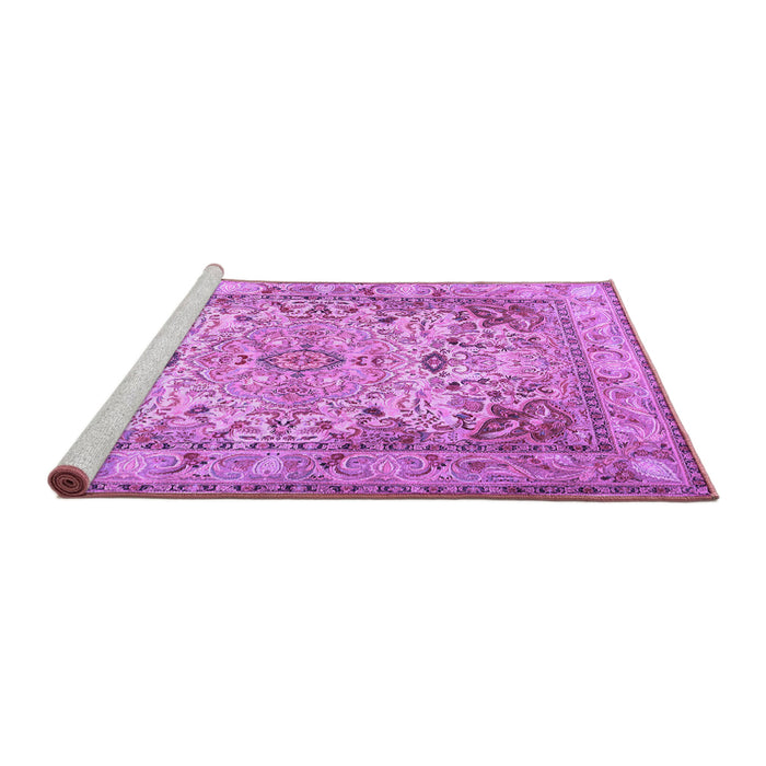 Sideview of Machine Washable Persian Purple Traditional Area Rugs, wshtr3188pur