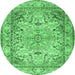 Round Persian Emerald Green Traditional Rug, tr3188emgrn