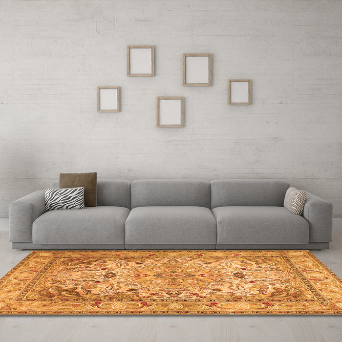 Machine Washable Persian Orange Traditional Area Rugs in a Living Room, wshtr3188org